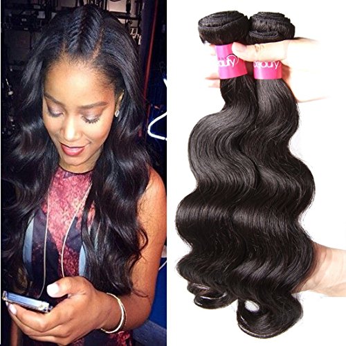 ALI JULIA Brazilian Virgin Body Wave Hair Weave 3 Bundles 7A Grade 100% Unprocessed Human Hair Weft Extensions Natural Color 95-100g/pc Mixed Length(18 20 22 inches) by ALI JULIA