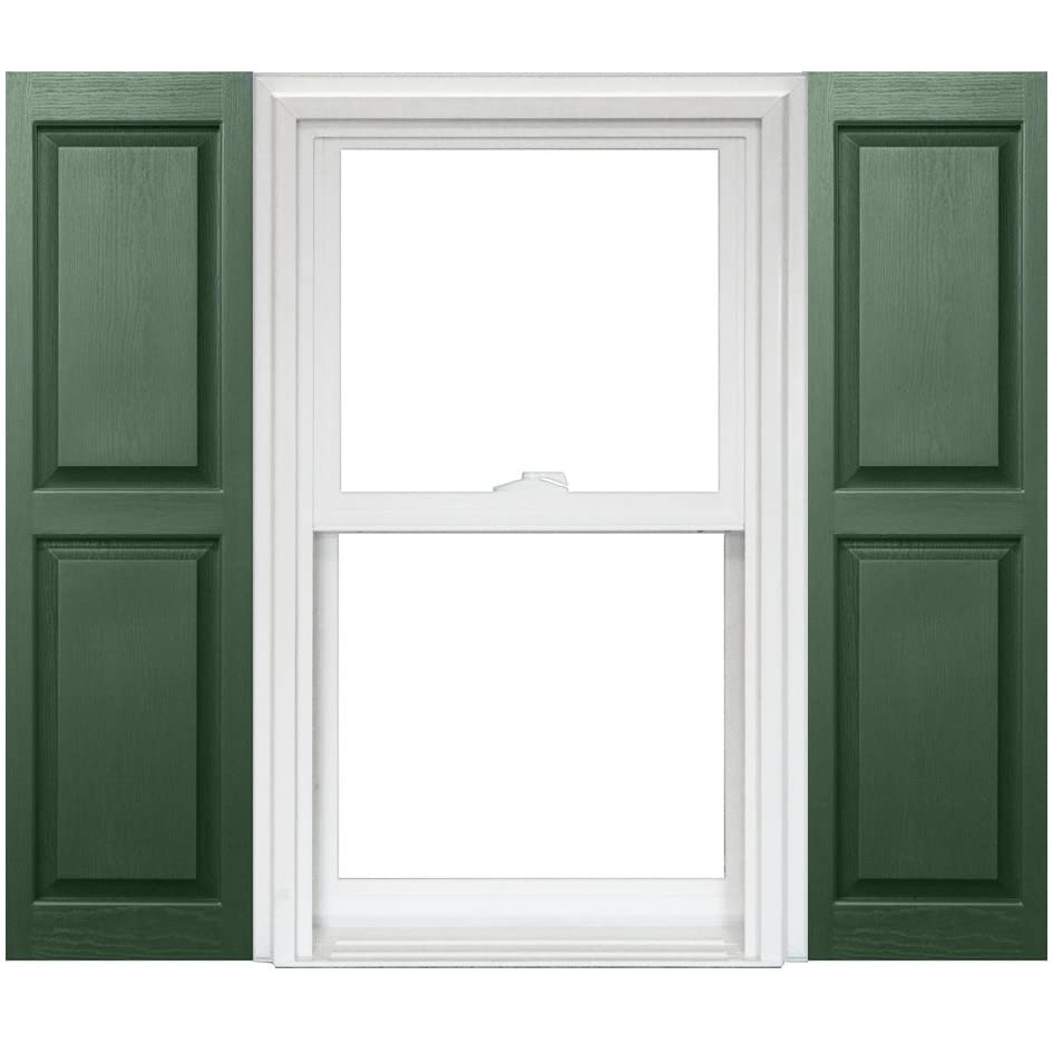 Homeside Raised Panel Vinyl Shutter 1 Pair 14-1/2in. x 55in. 490 Green