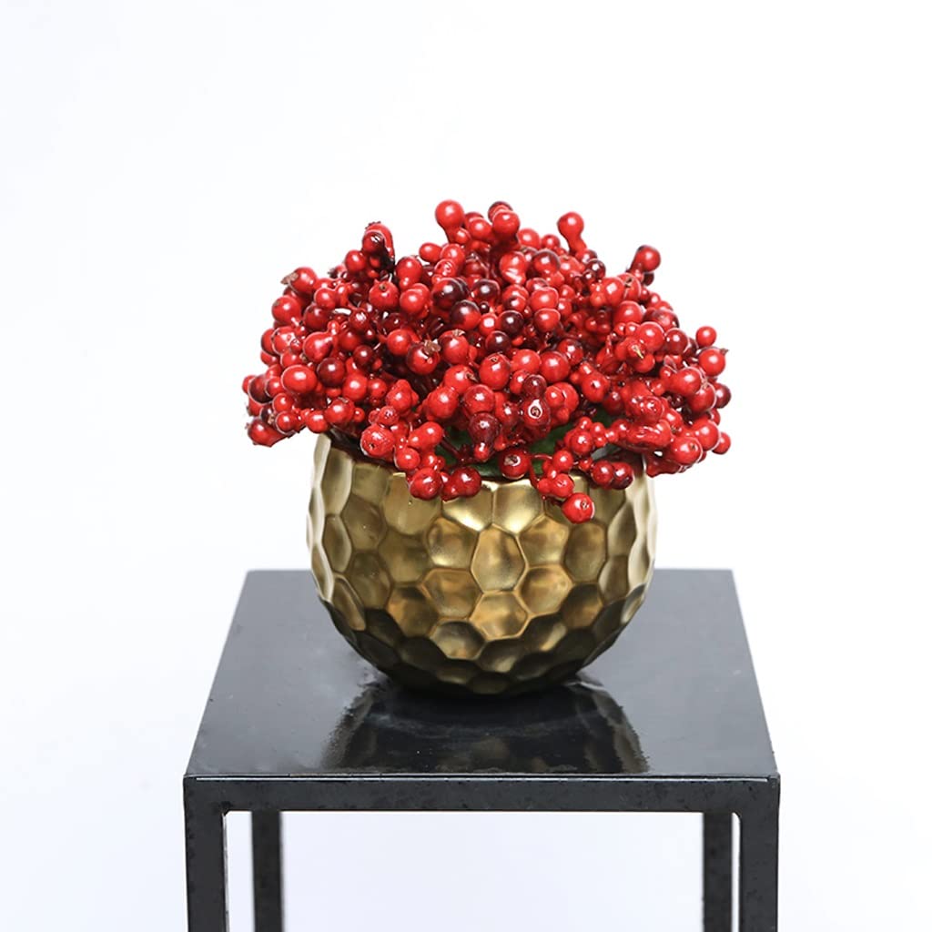 Árbol bonsái Artificial pequeño, simulación de bonsái, bayas Rojas, planta Verde, Flor Dorada, hogar, Sala de estar, oficina, escritorio, adornos pequeños en maceta, Sala de estar,