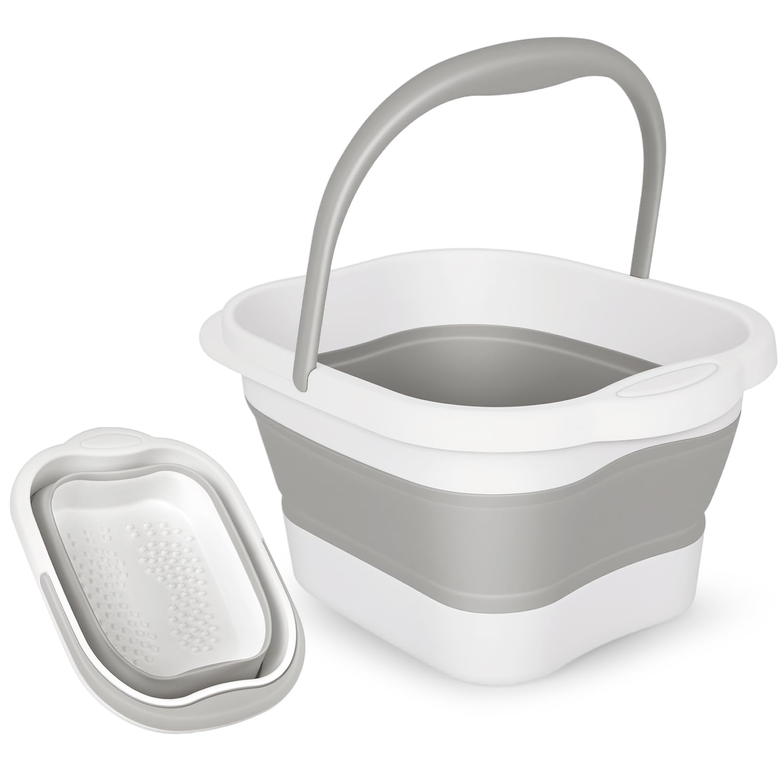Collapsible Foot Soaking Tub Foot Bath Massage Spa 120 Acupressure Points Gray