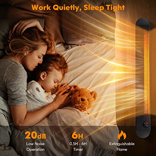 Tangkula 1400W Baseboard Heater, Electric Baseboard Heater With Remote, 6 Adjustable Realistic 3D Flame, Thermostat thumb #5