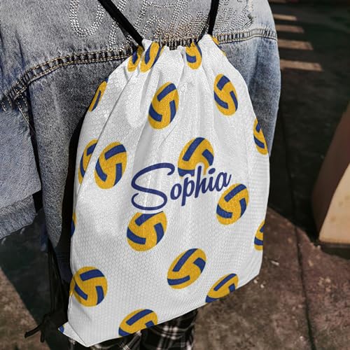 Cute Volleyball Personalized Drawstring Bag Backpack Sackpack Custom String Bag Cinch Water Resistant Oxford for Gym Yoga Sport3