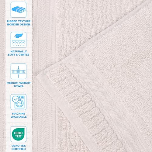 Serviettes en coton zero twist Superior Venice linge de bain avec bordure côtelée - 7
