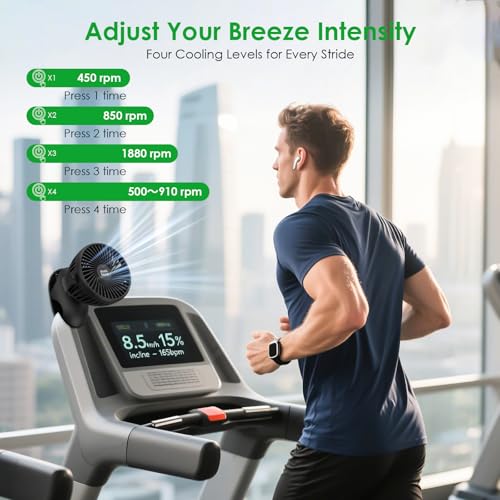 Image of Minthouz Clip on Fan, 8000mAh USB-C Rechargeable Small Desk Fan, 4-Speed 720 Rotation Personal Mini Clip Fan, Portable Mount Fan for Office, Treadmill, Golf Cart, Stroller, Camping & Travel