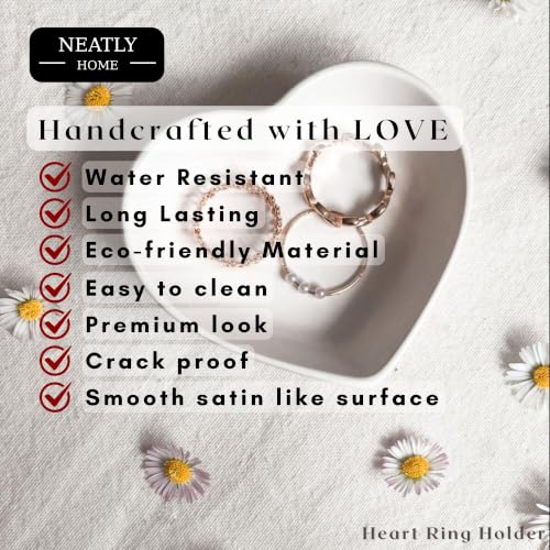 Image of Aesthetic Handmade Heart Ring Holder Trinket Tray Handmade | Jewelry Organizer | Vanity Tray for Women | Minimalist Home Decor, Candle Holder & Multipurpose - 8 x 8 cm