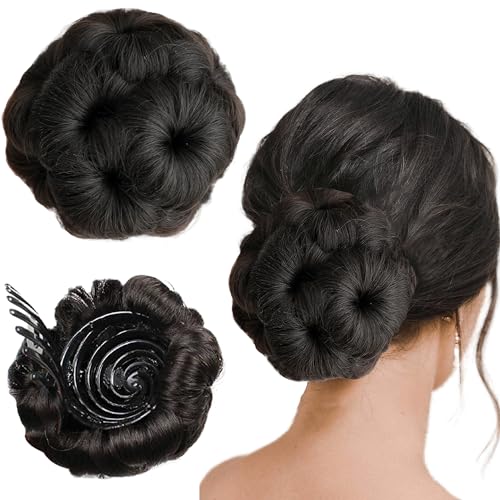 Image of TEMPERIA Hair Buns for Women - Juda Accessories For Women - Hair Buns Clip - Artificial False Fake Hair Donuts Bun Maker Extension - Brown - Pack of 1