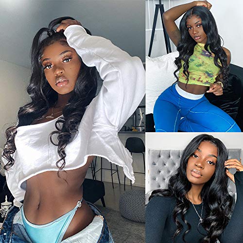 12A Grade Brazilian Virgin Hair Loose Wave Natural Black 100% Unprocessed Virgin Brazilian Body Wavy Human Hair Weave 3 Bundles Brazilian Body Wave Human Hair Extensions(18 20 22 24, Natural Color)