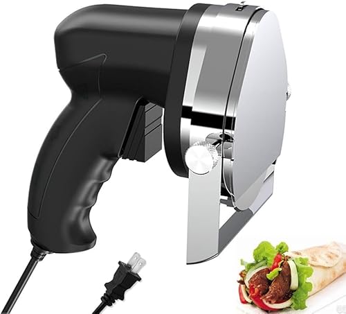 AIZELAISU ケバブナイフ 電動 スライサー 串刺し肉の塊を切り落とす 切削厚さ0?8mm 2つブレード トルコケバブスライサー