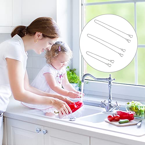 Stöpsel Kette,Badewanne Stöpsel Kette,Kugel Typ Stecker Ketten,Badewanne Sinken Stopper Kette,Edelstahl Stecker Kette,mit S Haken für Becken Badzubehör,Badewanne Sinken Stöpsel Kugel Kette Ersatz,3PCS