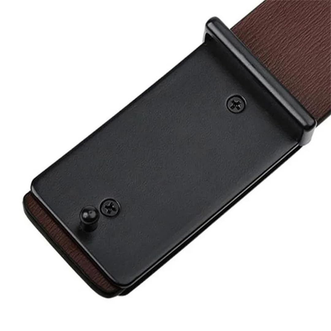 Yeuyyben Cinturón de piel sintética para hombre con hebilla suave, casual, para negocios, color negro