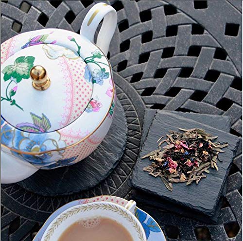 Image of MONKEY SUN 12-Pack Gorgeous Black Slate Stone Coasters - Round Slate Stone Coaster for Bar Kitchen Home Decor, Handmade Decorations, 4 x 4 Inches