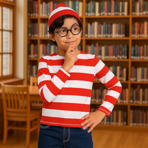 Disfraz Rayas Rojas y Blancas para Niños 10-12 Años miniatura 4