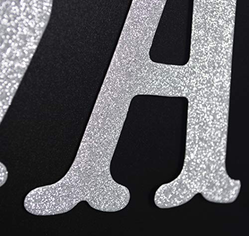 Image of Congratulations Banner, Graduation Party Decor | Silver Glitter Congrats Sign for Retirement, Wedding, Job Promotion Party Decorations, Pre-strung