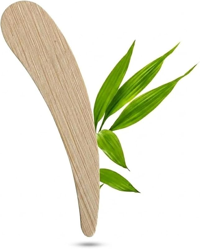 AngelBeauty Mini Espátulas de Bambu para Cosméticos, 50 Unidades, 1,3 x 6 cm