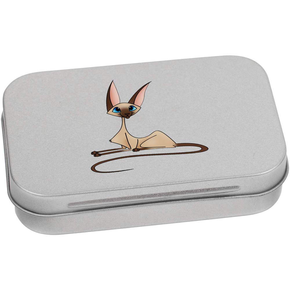 Azeeda 95mm 'Siamese Cat' Metal Hinged Tin/Storage Box (TT00140576)