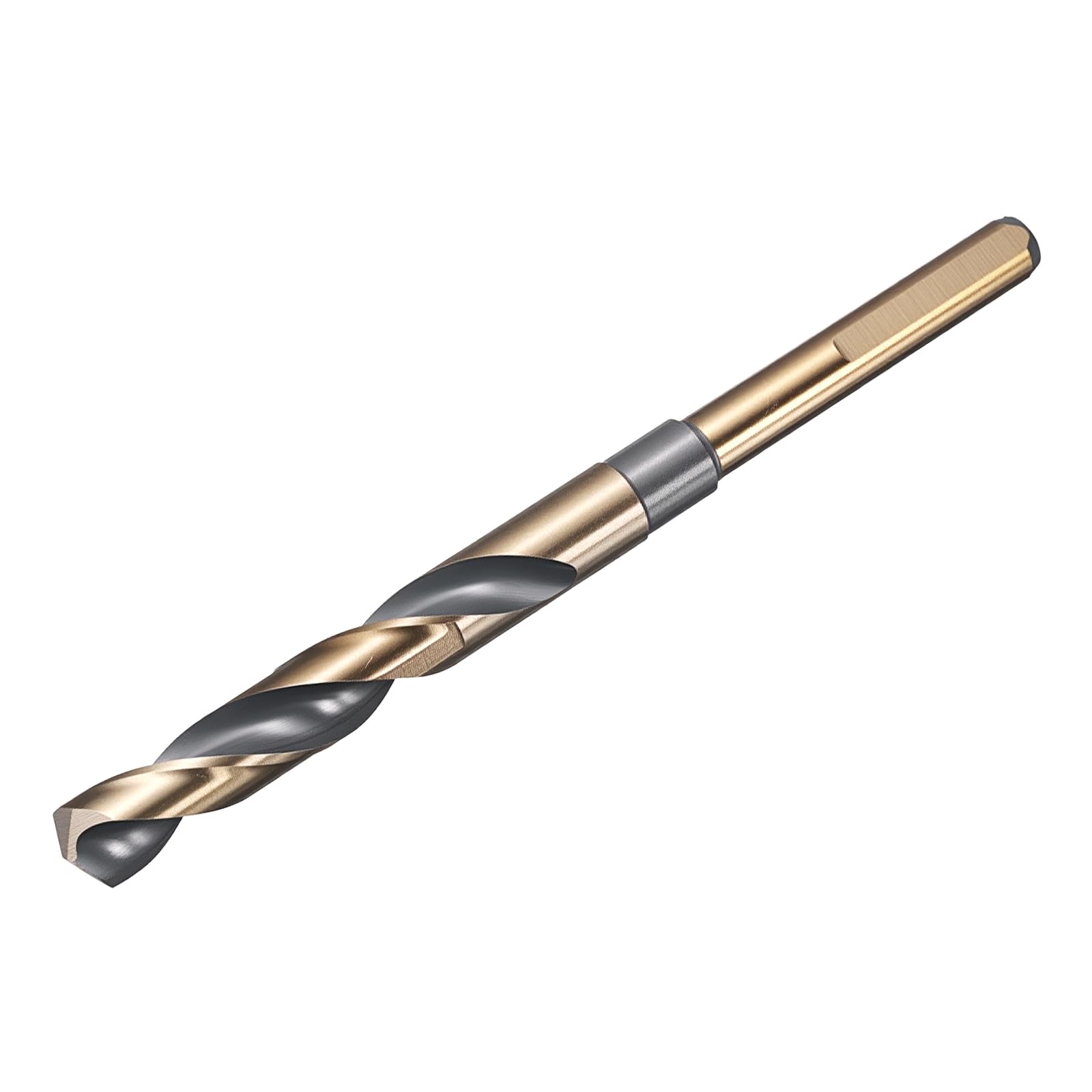 sourcing map 12.3mm (31/64") Drill Bit 3/8" Reduced Shank 3-Flat M35 5% Cobalt High-Speed Steel Twist Black and Gold Finish 135° Bits for Hard Metal Stainless Steel, 1pcs