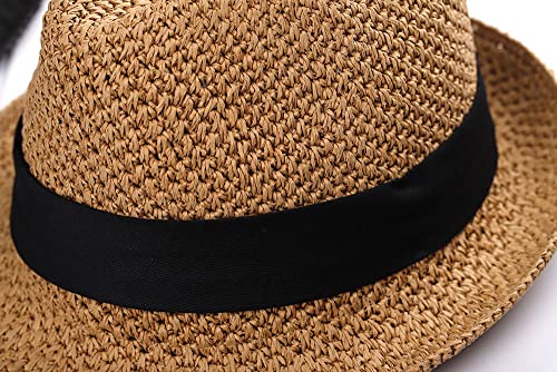 Womens Straw Sun Hat Bucket Hat Fishing Hat Beach Hat Solid Color Foldable Chic Cap With Strip Bowknot #TOP5