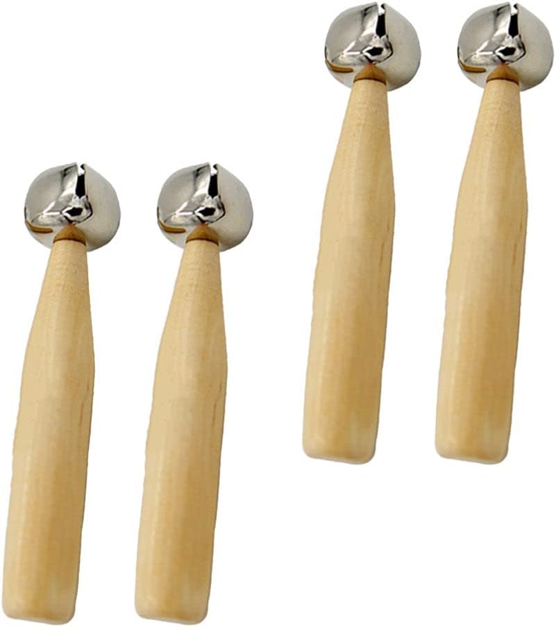 FARUTA 4pcs Wooden Rattle Baby Toy Tambourine Handbell
