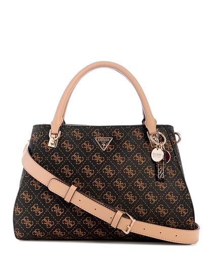 GUESS Damen Noelle Ii Luxury Satchel, Umhängetasche, Braunes Logo