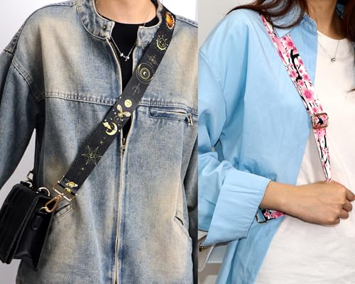 Image of Crossbody Purse Strap for Women Men Girls Boys Mother Girlfriend Gift, Replacement Bag Belt Strap for Purse Handbag Guitar Camera, Adjustable Canvas Wide Shoulder Strap with Golden Hooks
