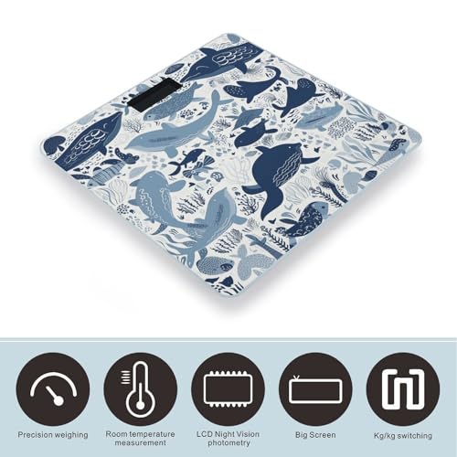 Báscula digital de baño con diseño oceánico y vidrio templado miniatura 3