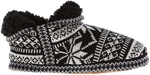 Muk Luks Women's Amira Short Slipper Bootie, Black/White, L (9/10) | Image 5