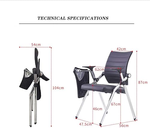 Miniatura 5 de AHXF Silla con brazo para tableta, silla de brazo para tableta con ruedas, silla de brazo para tableta con ruedas giratorias apilamiento de