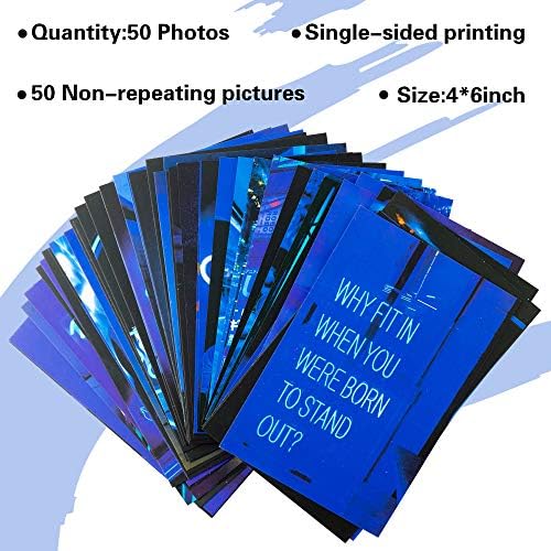 50PCS Blue Neon Aesthetic Pictures Wall Collage Kit, Neon Blue Photo Collections Collage Dorm Decors for Girl Teens and Women, Trendy Wall Prints Kit, Small Posters for Room Bedroom Aesthetic