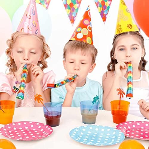 Party Blowers, 20 Pcs Party Whistles Blowouts Noisemakers Colourful Paper Loot Bag Filler Noise Toy Horns Noisemakers for Birthday Party Anniversary Celebrations Assorted Color