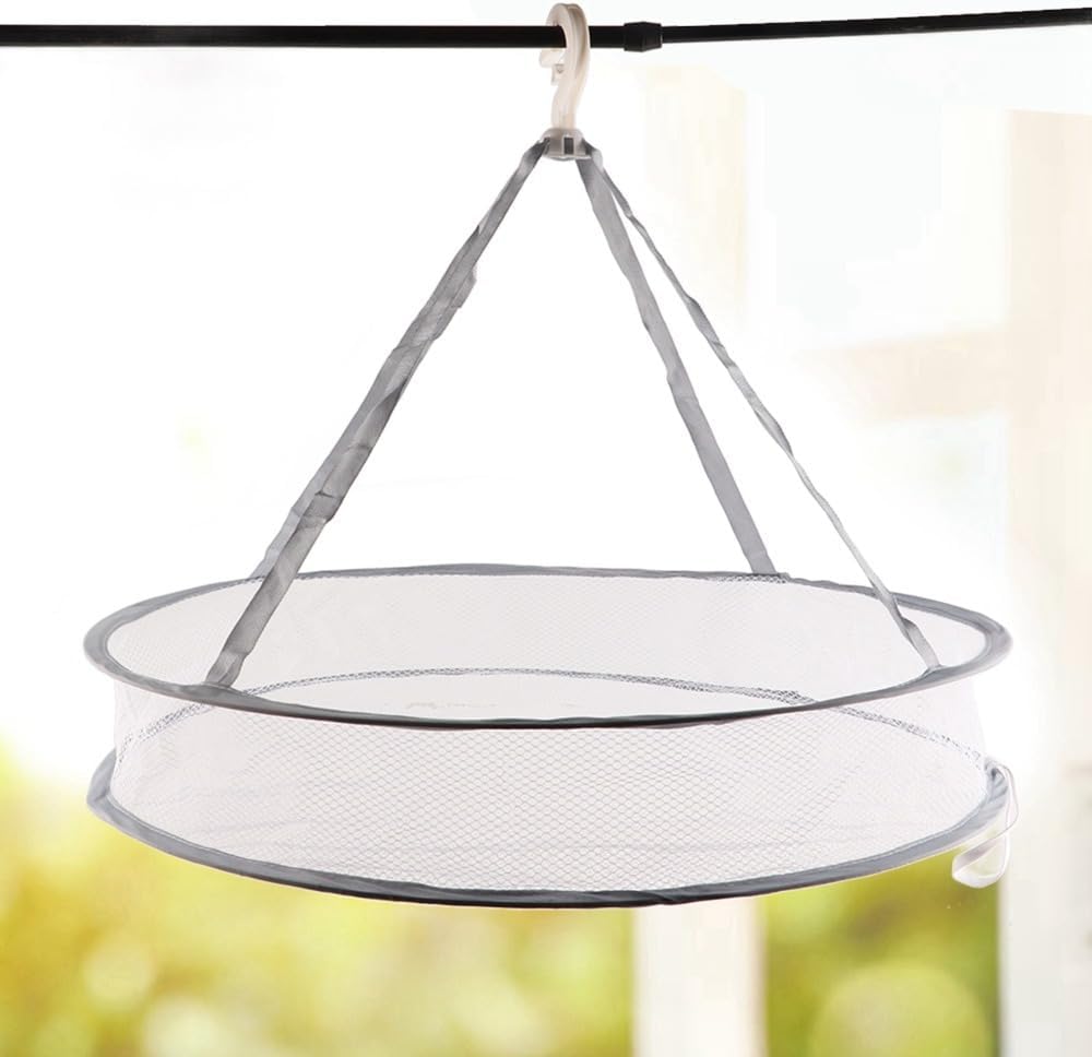 23.6 Inch Grey Fabric Hanging Dry Rack Space Saving Foldable Laundry Organizer Breathable Mesh Drying Rack for Sweaters & Shirts
