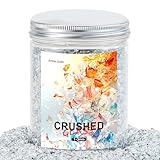 1. Specifications: The product size is crushed glass ranging from 1-3mm. 2. Weight: The total weight of crushed glass per can is between 1.45-1.5 pounds. 3. Usage: Suitable for small resin model making, resin decorations, and embellishments for home ...