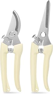 Professional Pruning Shears Set, Sharp Stainless Steel Garden Scissors with Straight & Bypass Blades, Safety Lock & Comfort Grip, Ideal for Trimming Plants, Flowers, Fruit Trees, Gardening Gifts