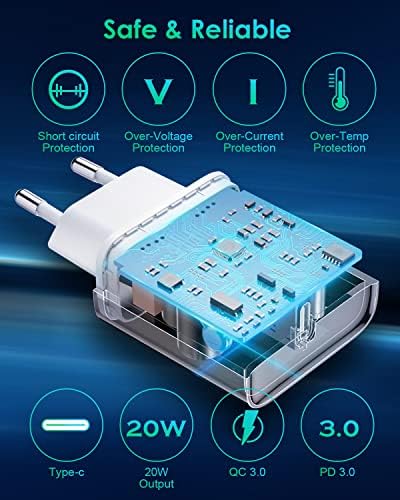 ładowarka USB C 20 W, ZESKRIS zasilacz sieciowy USB C PD 3.0, wtyczka do ładowania i QC 3.0 USB C Power Adapter ładowarka ścienna do telefonu iPhone 14/14 Plus/14 Pro/14 Pro Max/13 Pro Max/i Pad