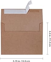 Vista 2 de 150 sobres de invitación A2 a granel en papel kraft marrón autoadhesivo de 4 3/8 x 5 3/4, sobres de devolución RSVP, 100 libras. Papel