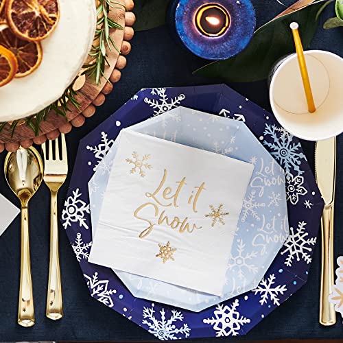 Coterie Holiday Cocktail Napkins (Set Of 25) - Christmas Cocktail Napkins, Fun Cocktail Napkins, Snowflake Paper Napkins, Frozen Birthday Party Supplies, Frozen Paper Napkins | 5" Paper Napkins #TOP1