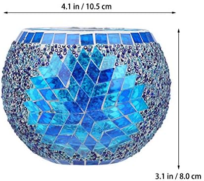 ibasenice Glass Candleholder Mosaic Candleholder European Style boho Tea Light Holder Candlestick for Wedding Party Dinner Bar Restaurant Home Decor, Blue, 10.5*10.5CM, (FIR113474OS7K)