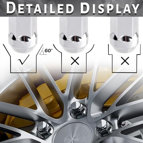 Set of 24 M14x1.5 Lug Nuts Comptible with Replacing Silverado Tahoe Suburban Tahoe Sururban Escalade Xt6 Xt5,7/8 Hex 1.77-Inch OEM Factory Style Large Acorn Socket Lug Nuts