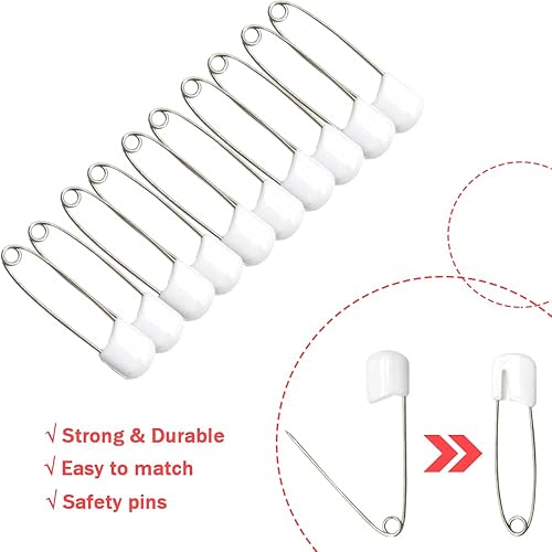 Miniatura 4 de 50 pasadores de seguridad para pañales, pasadores de tela de acero inoxidable, pasadores de plástico para pañales con cierres de bloqueo, 2.2