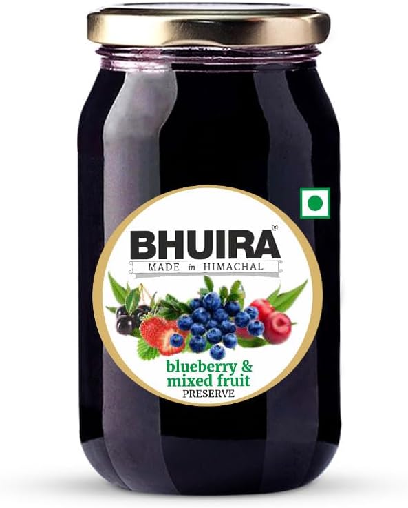 Blueberry and Mixed Fruit Preserve - 240g | All Natural Jam - No Added Preservatives, Artificial Colours | Handmade Himachal Vegan Spread | Breakfast Toast Dessert | Guilt-Free