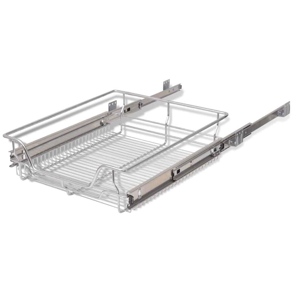 vidaXL 2x Bandejas Almacenaje Alambre Acero Cromado Extraíbles Plateado 500 mm