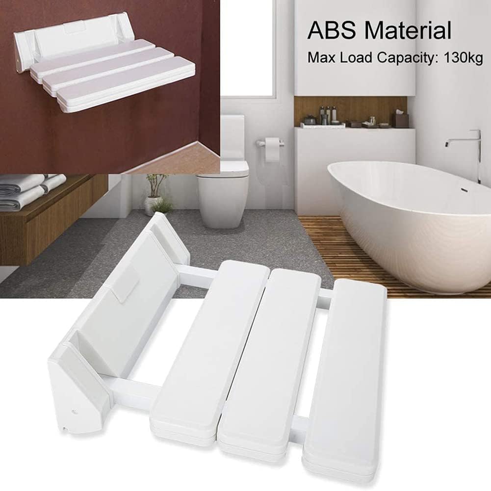 Folding Shower Seat Wall Mounting Shower Stool, Space Saving Shower Folding Seat Non-Slip Bathroom Shower Stools for Disabled Elderly, Maximum 130kg