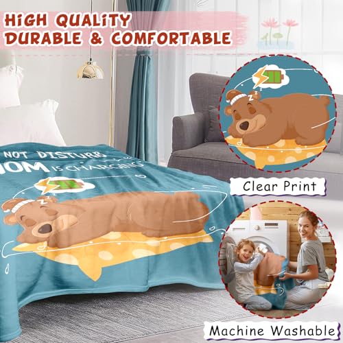 Mom Gifts, Moms Birthday, Mom is Charging Bear Blanket, Gift for Mother from Daughter Son, Funny Mommy Gifts for Mothers Day Christmas, Super Soft Throws Blanket by FNETDY - Used condition - Image 3