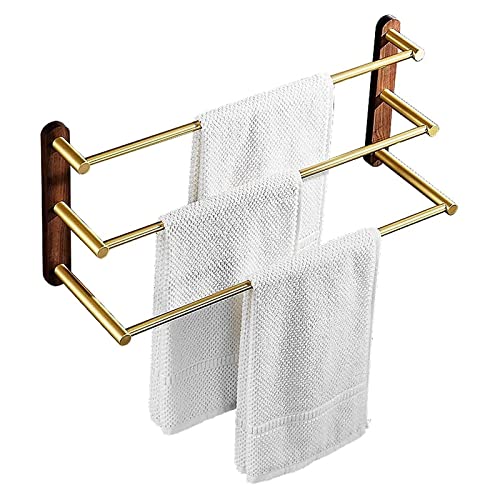 Porte-serviettes base en noyer 48cm pour optimiser le séchage après la douche