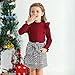 Weixinbuy Toddler Girl Clothes Kid Solid Knitted Ruffle Long Sleeve Tshirt Sweater Top Plaid Mini Skirt Little Girl Fall Winter Outfits Set Red 5-6 years old