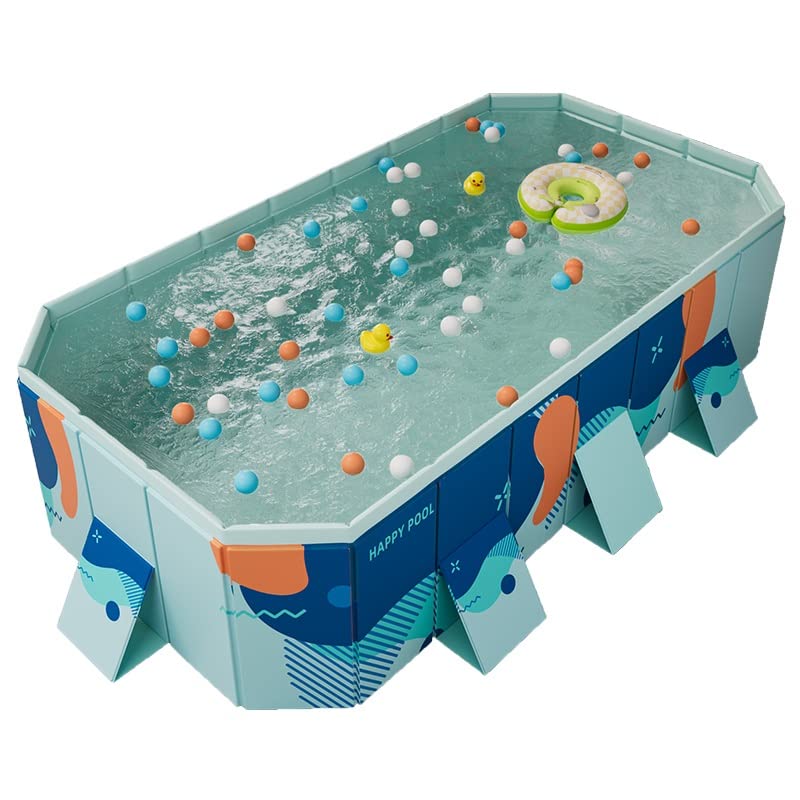 Piscina familiar grande – Instalación instantánea, no inflable, marco plegable, duradero, PVC, doble drenaje, versátil, uso en interiores y exteriores, 73.8 x 53.2 x 20.8 pulgadas (azul Dieff)