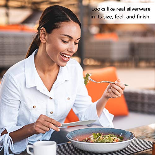 Stock Your Home 125 Disposable Heavy Duty Plastic Knives, Fancy Plastic Silverware Looks Like Real Cutlery - Utensils Perfect For Catering Events, Restaurants, Parties And Weddings (Silver) #TOP5