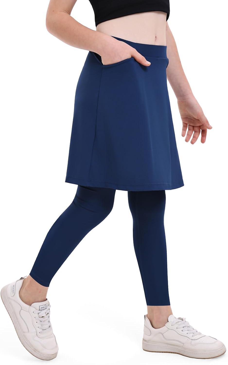 Xioker Girls Knee Length Skirts with Leggings,Girls Skirted Full Leggings Midi Long Skorts with Pockets