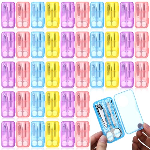 Oh Klyzo 50 Sets Nail Clipper Set 4 in 1 Manicure Kit Bulk Adult Metal Travel Fingernail Manicure...