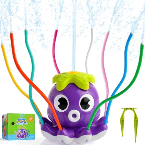 Wassersprinkler Kinder – Wasserspielzeug Garten Kinder Outdoor, Niedlicher Oktopus Rasensprenger, Einfache Installation, Lustiger Sommer Wassersprenger