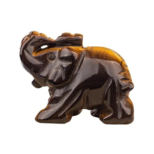 HUFFA Aventurine Carved Elephant Ornament - 2 Inch Semi-Precious Stone Animal Figurine for Home Decor and Gift Giving